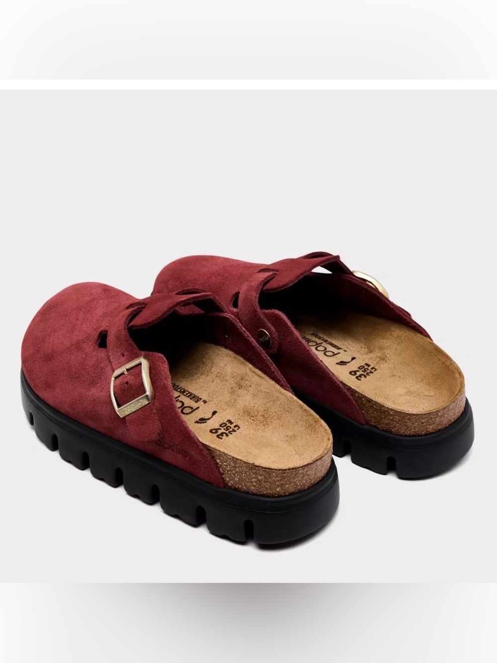 Birkenstock Platform Burgundy Suede Clog Mules, size 39 - Picture 2 of 12